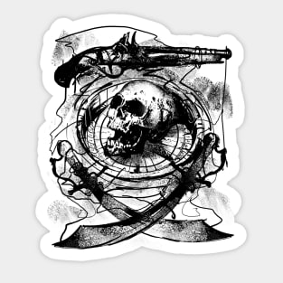 Pirate Skull and Compass Sticker